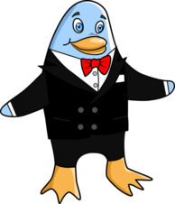 Freedo vestido de gala para celebrar el 15to cumpleaños de Linux-libre.  Imagen por Jason Self desde http://jxself-org-s.njmu.s5.bt8.net/git/?p=freedo.git.